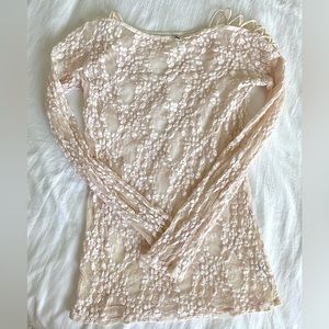 Intimately Free People Blush Floral Lace Top size L